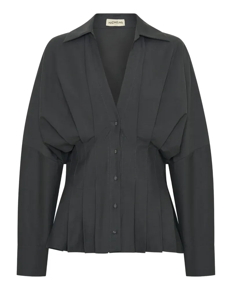 NICHOLAS Reggie pleated shirt - Grau Grau