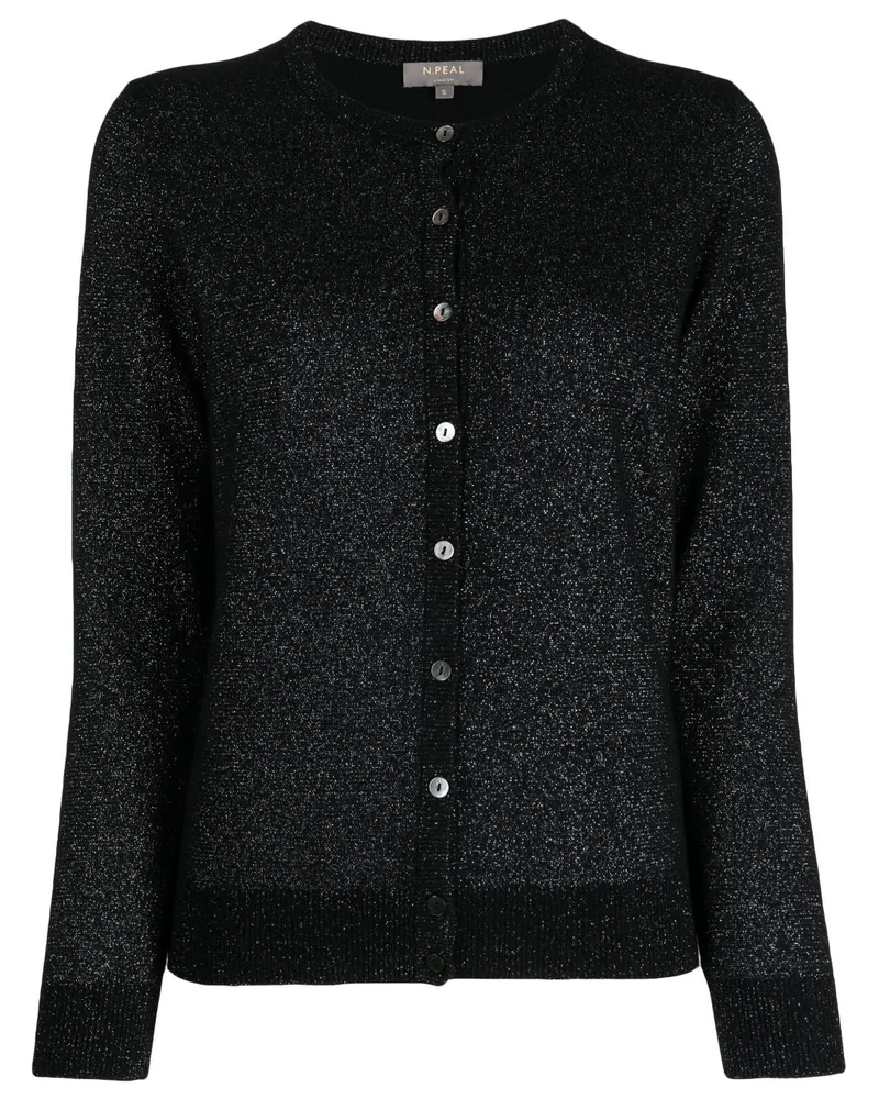 N.Peal Fein gestrickter Cardigan - Schwarz Schwarz