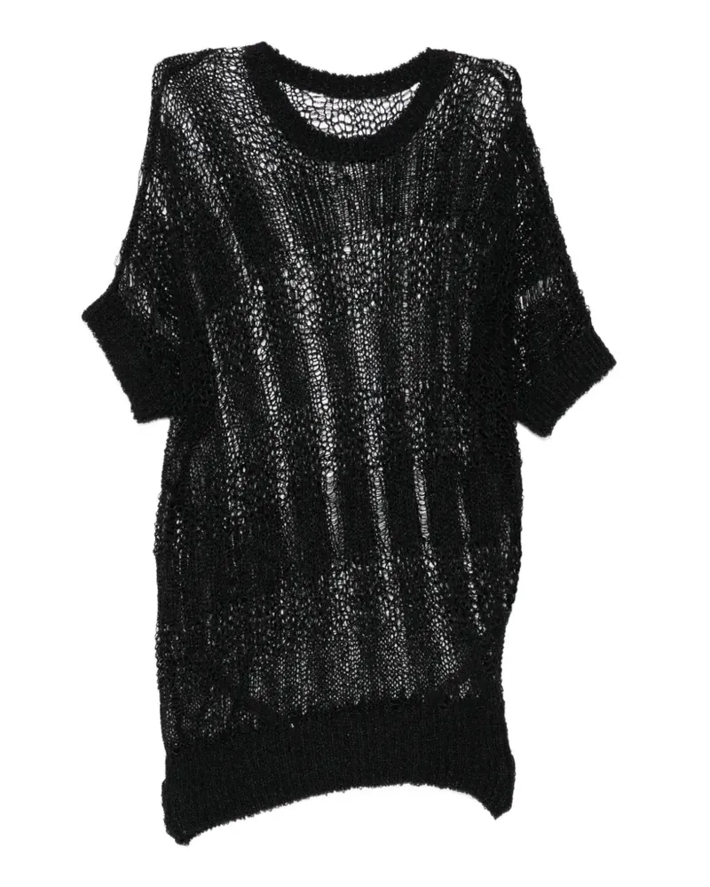Yohji Yamamoto Asymmetrisches Oberteil mit Karomuster - Schwarz Schwarz
