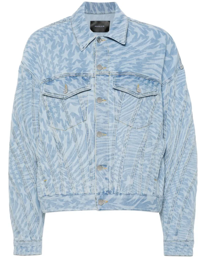 Thierry Mugler Jeansjacke mit Sterne-Print - Blau Blau