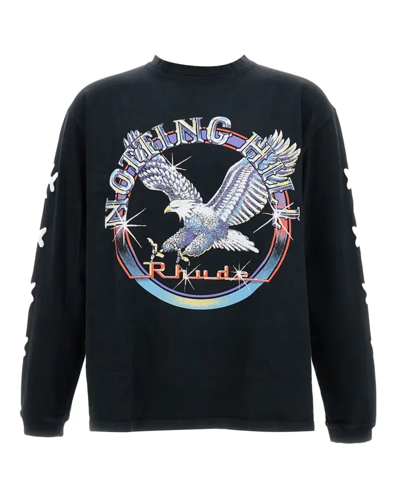 RHUDE Geripptes Sweatshirt mit Adler-Print - Schwarz Schwarz