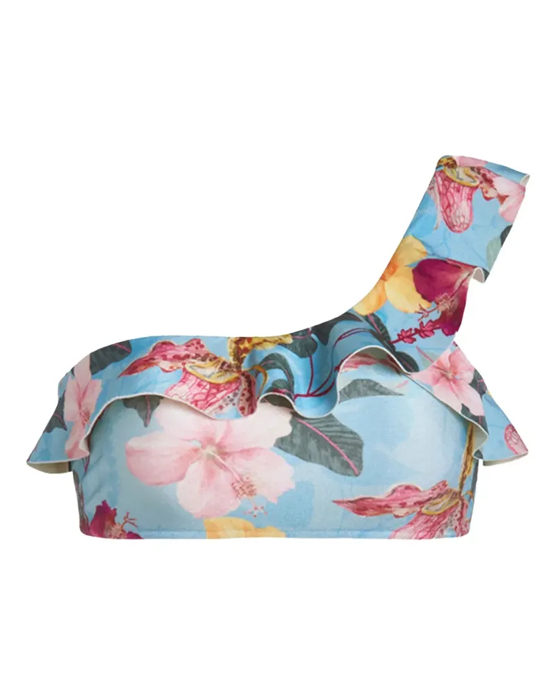 Pat Bo Hibiscus one-shoulder bikini top - Blau Blau