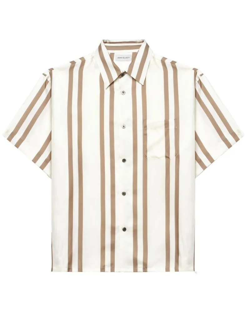 John Elliott + Co Seidenhemd mit Streifen-Print - Weiß Weiß