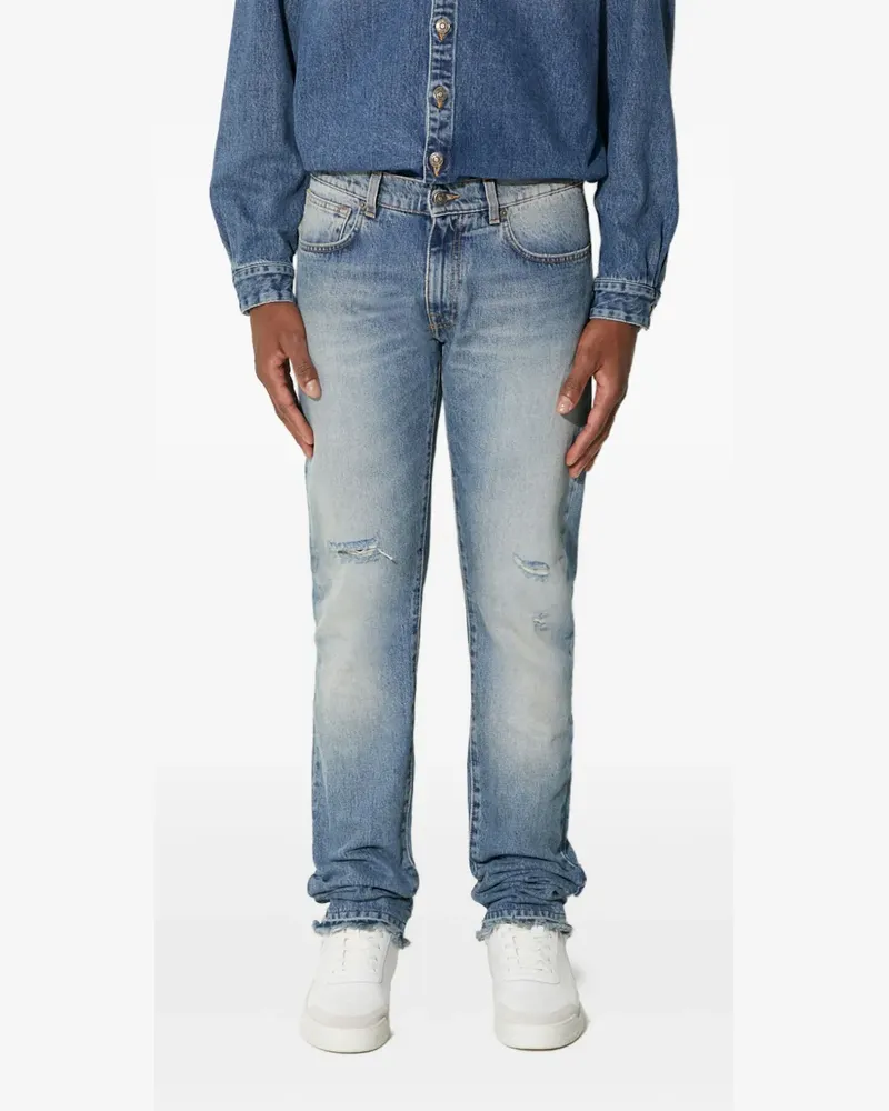 FourTwoFour on Fairfax Ausgefranste Jeans im Distressed-Look - Blau Blau