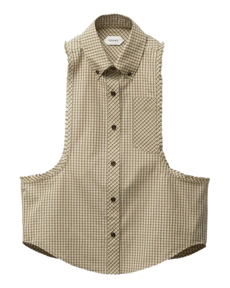 Versace check frayed shirt - Nude Nude