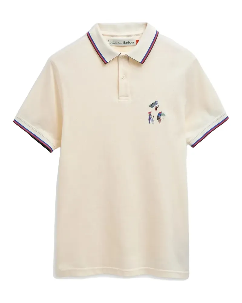 Paul Smith x Barbour embroidery-detail striped polo shirt - Nude Nude