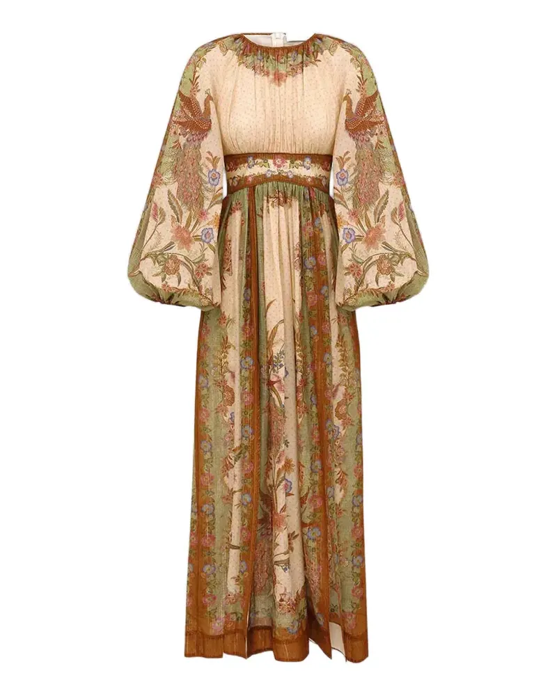 Zimmermann floral-print silk-blend maxi dress - Nude Nude