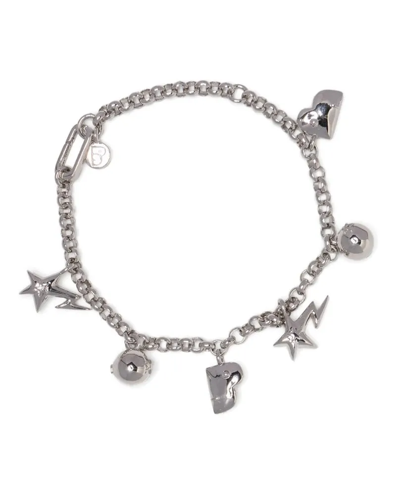 BAPE Silberfarbene Armbänder mit Anhängerdetail Silber