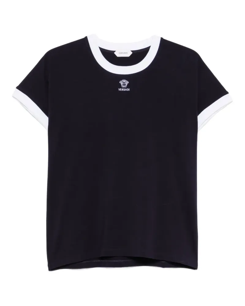 Versace Besticktes T-Shirt mit Kontrastdetail - Blau Blau
