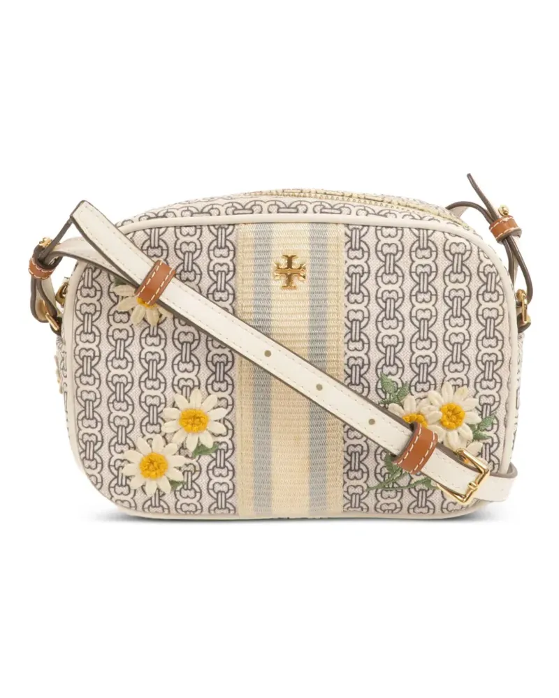 Tory Burch Gemini Link Schultertasche mit Blumenstickerei - Nude Nude