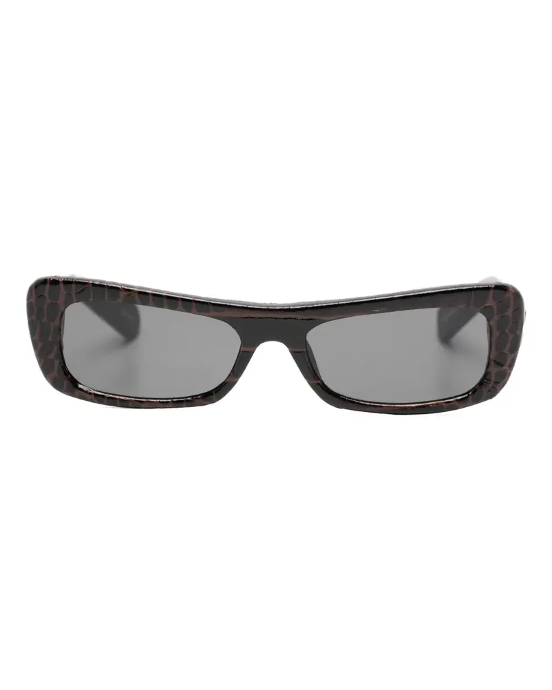 Jacquemus Capri Sonnenbrille mit Kroko-Effekt - Braun Braun