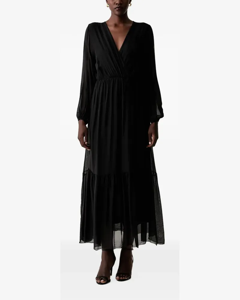 VICOLO Gestuftes Wickelkleid - Schwarz Schwarz