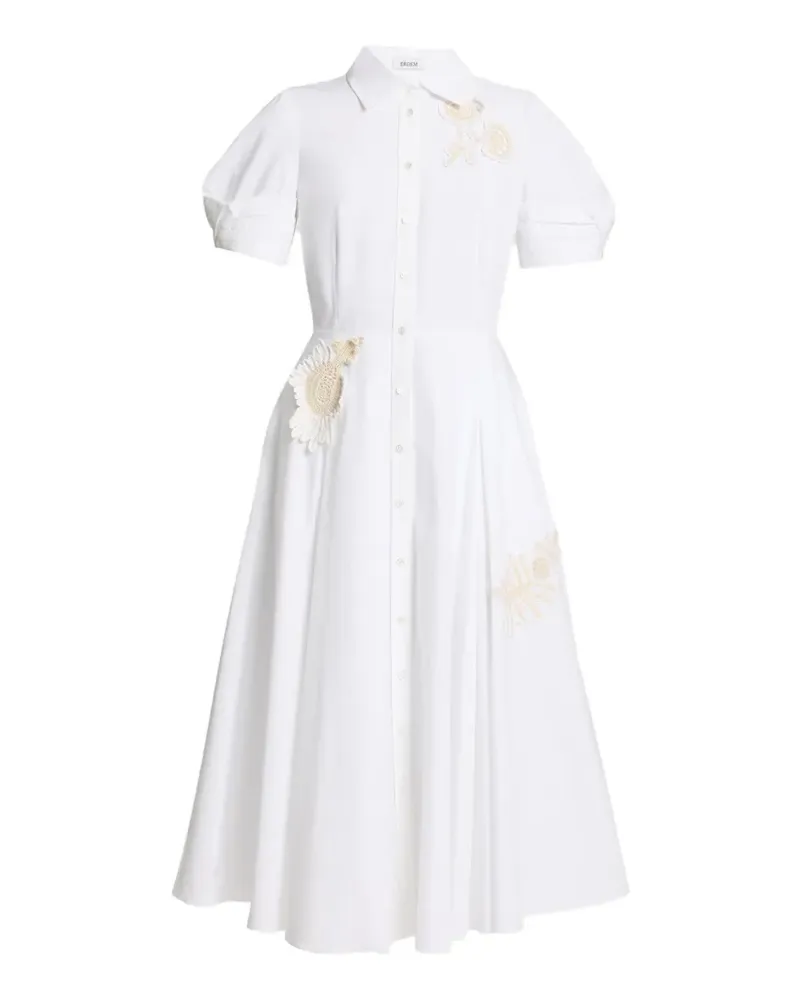 Erdem Besticktes Midikleid mit Puffärmeln - Nude Nude