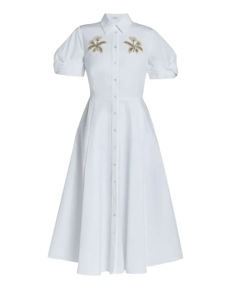 Erdem Besticktes Midikleid mit Puffärmeln - Weiß Weiß