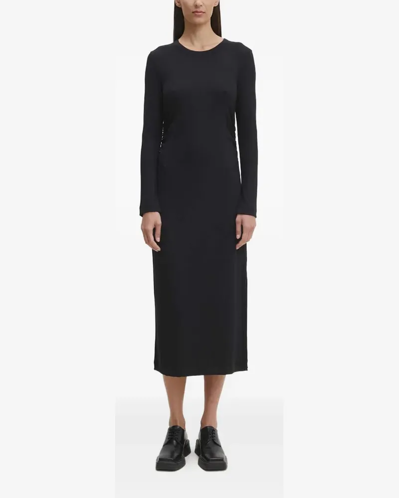 Marc O'Polo Langärmeliges Midikleid mit Seitenverdrehung - Schwarz Schwarz