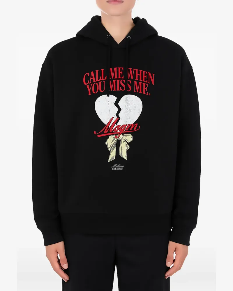 MSGM Hoodie mit grafischem Print - Schwarz Schwarz