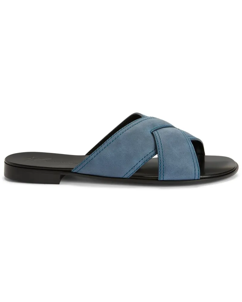 Giuseppe Zanotti Flavio Pantoletten aus Wildleder - Blau Blau