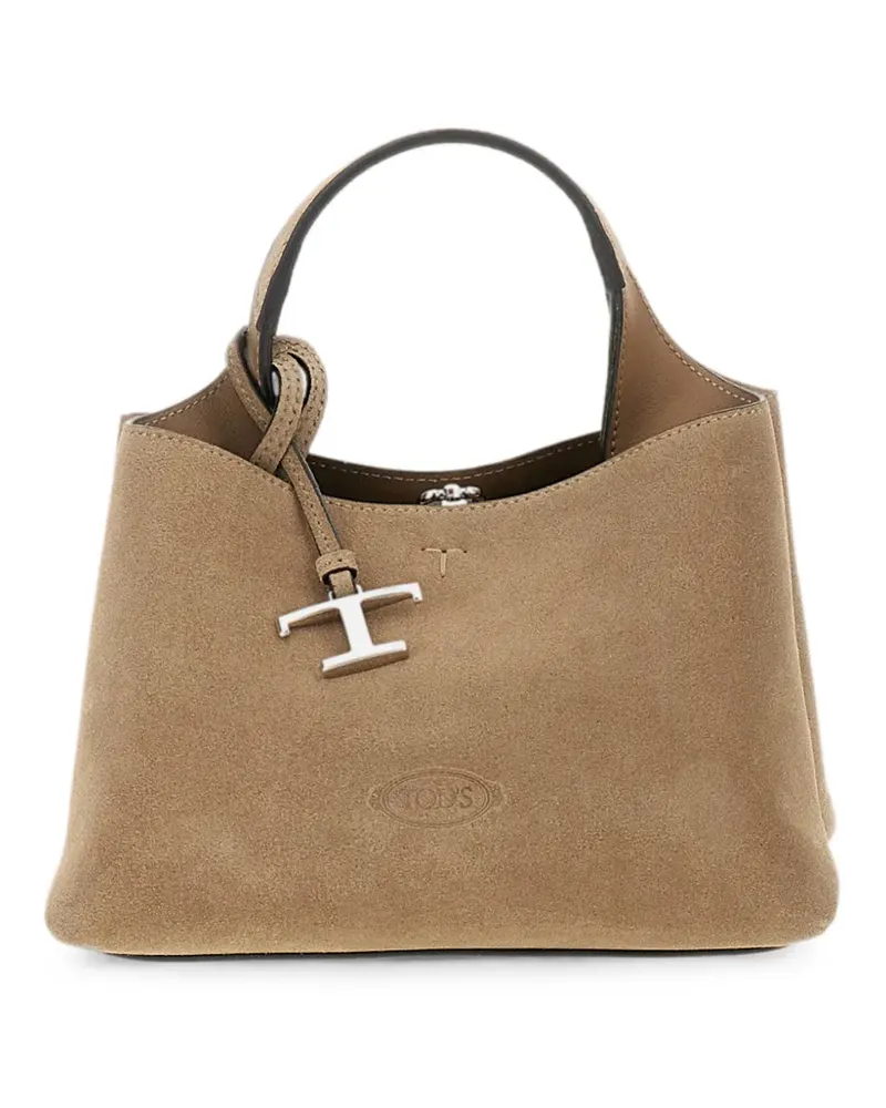 TOD'S T Timeless calf suede clutch bag - Nude Nude