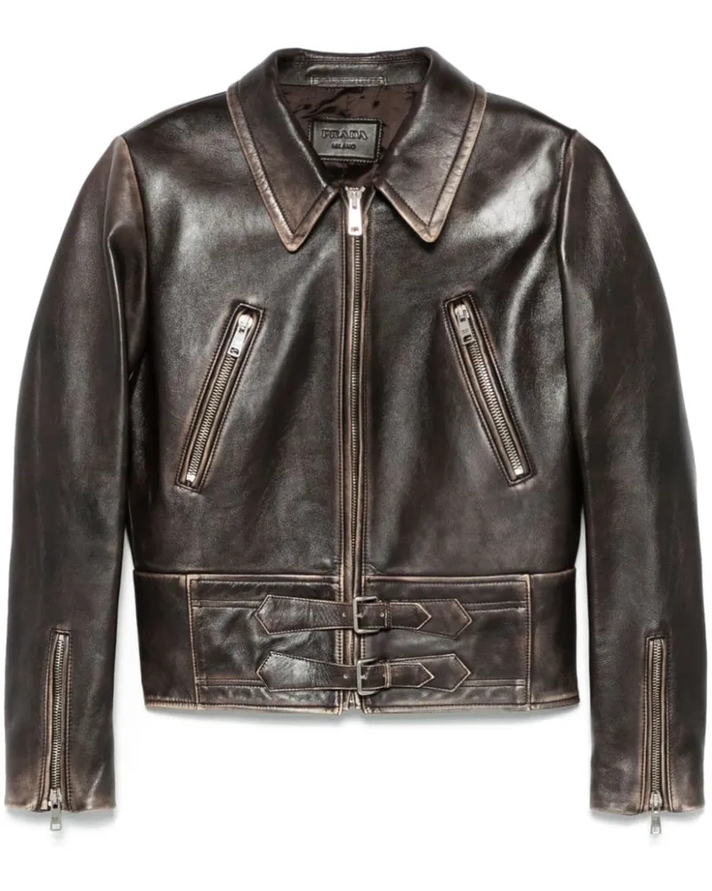 Prada Klassische Lederjacke - Braun Braun
