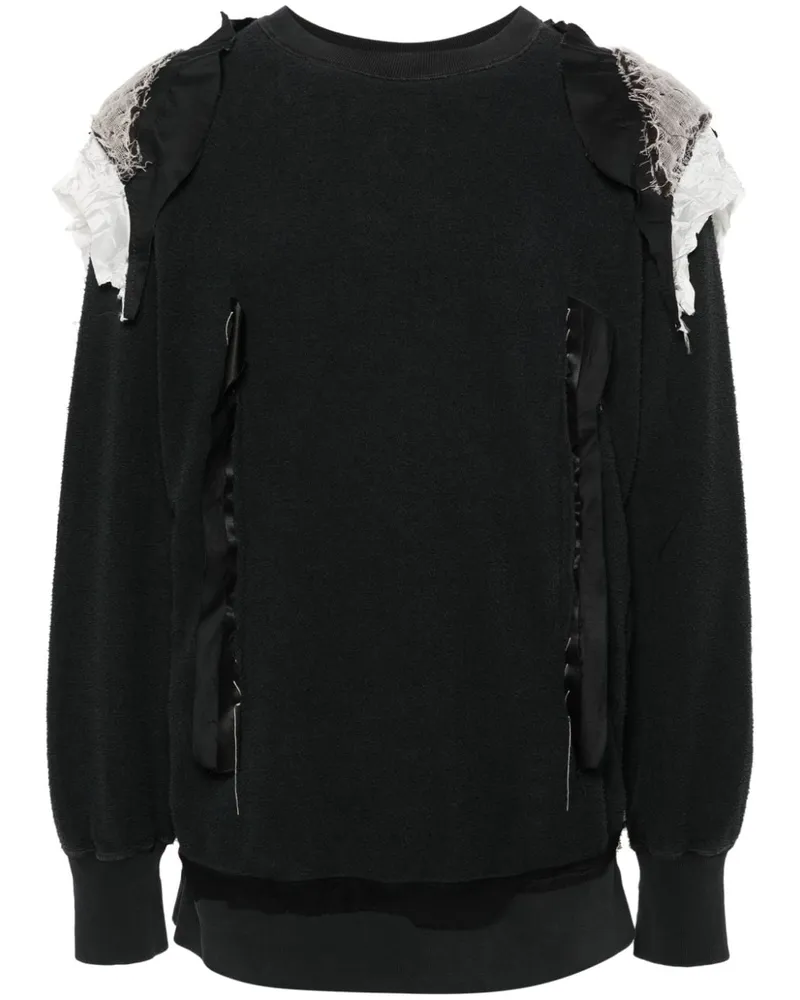 Maison Margiela Patchwork-Swatshirt aus Frottee Schwarz