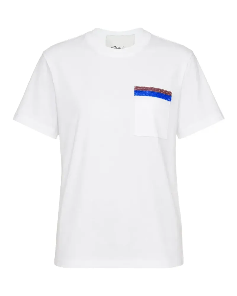 3.1 phillip lim T-Shirt mit Perlen und Tasche - Weiß Weiß
