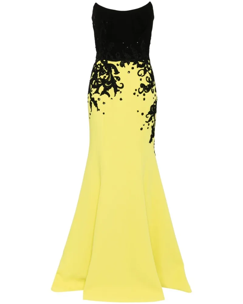 Saiid Kobeisy Abendkleid aus Krepp mit Stickerei - Schwarz Schwarz
