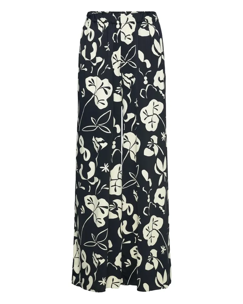 Marimekko Palazzohose mit Blumen-Print - Schwarz Schwarz