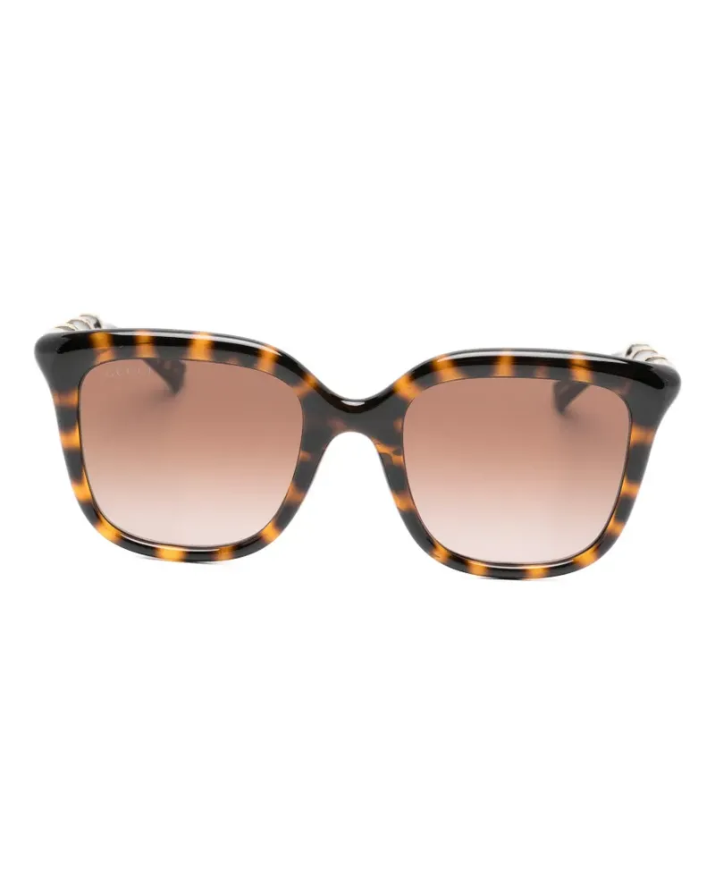 Gucci Bamboo Sonnenbrille mit eckigem Gestell - Braun Braun