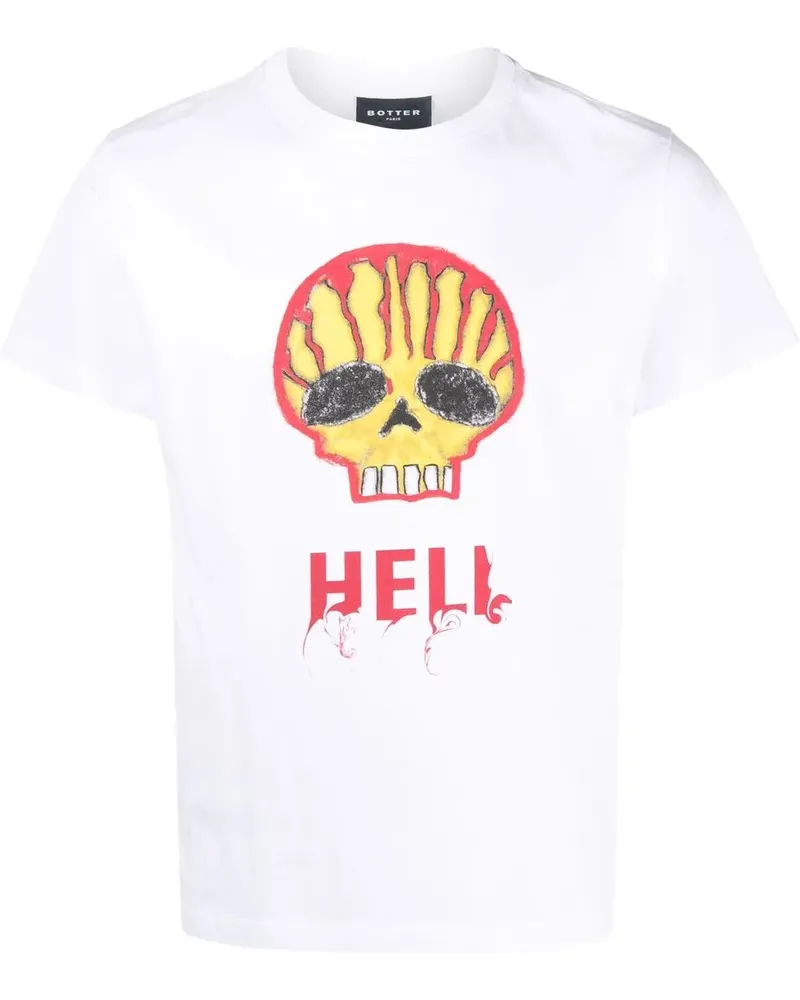 BOTTER T-Shirt mit Totenkopf-Print - Weiß Weiß