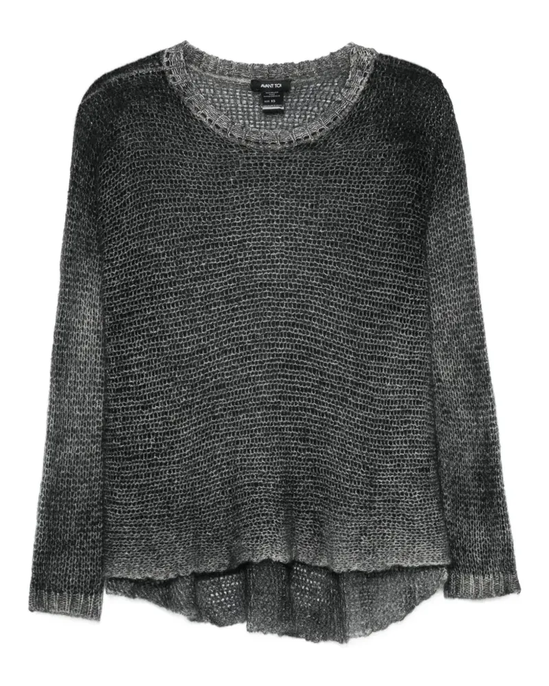 Avant Toi Pullover mit Lochstrickmuster - Schwarz Schwarz