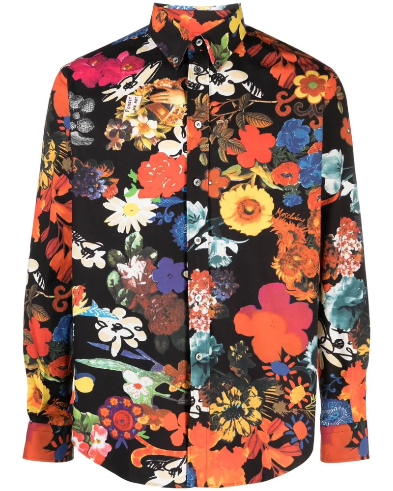 Moschino Hemd mit Blumen-Print Schwarz