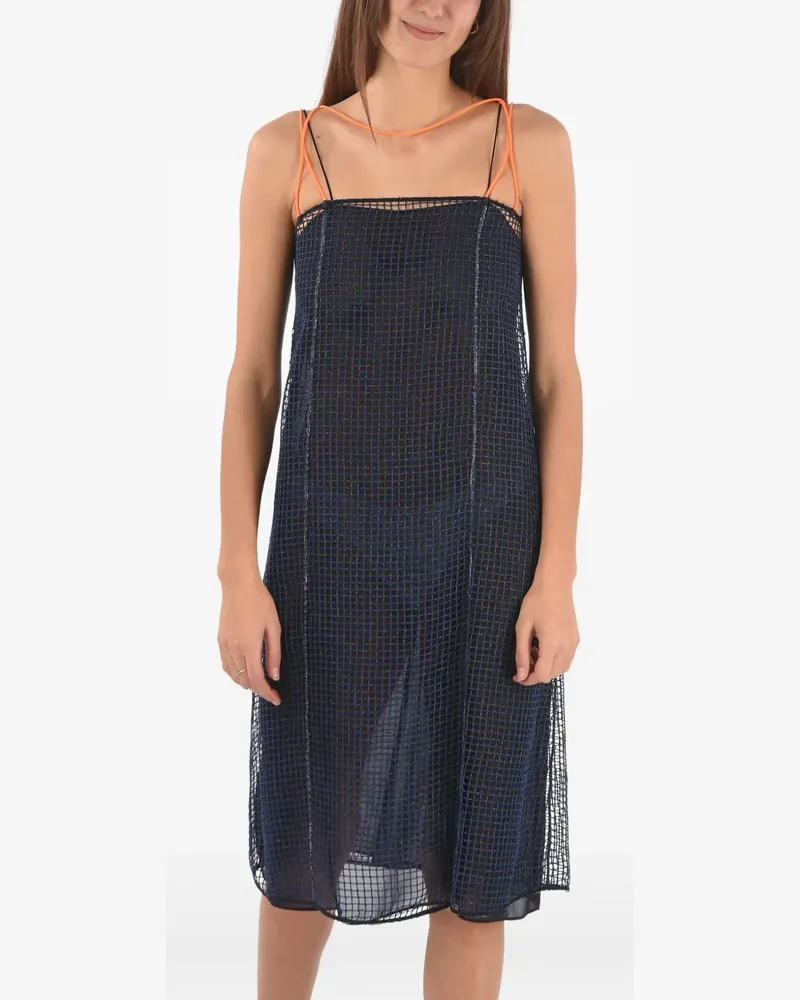 Maison Margiela Midikleid mit Mesh-Einsatz - Blau Blau