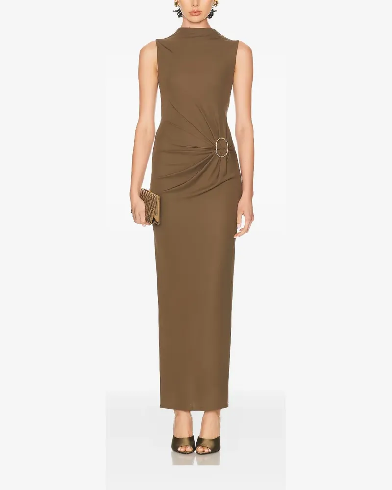 Roland Mouret Stehkragen-Kleid mit Ringdetail - Braun Braun