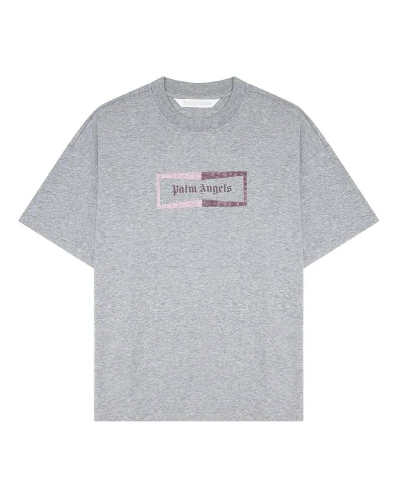 Palm Angels T-Shirt mit Strass-Logo - Grau Grau