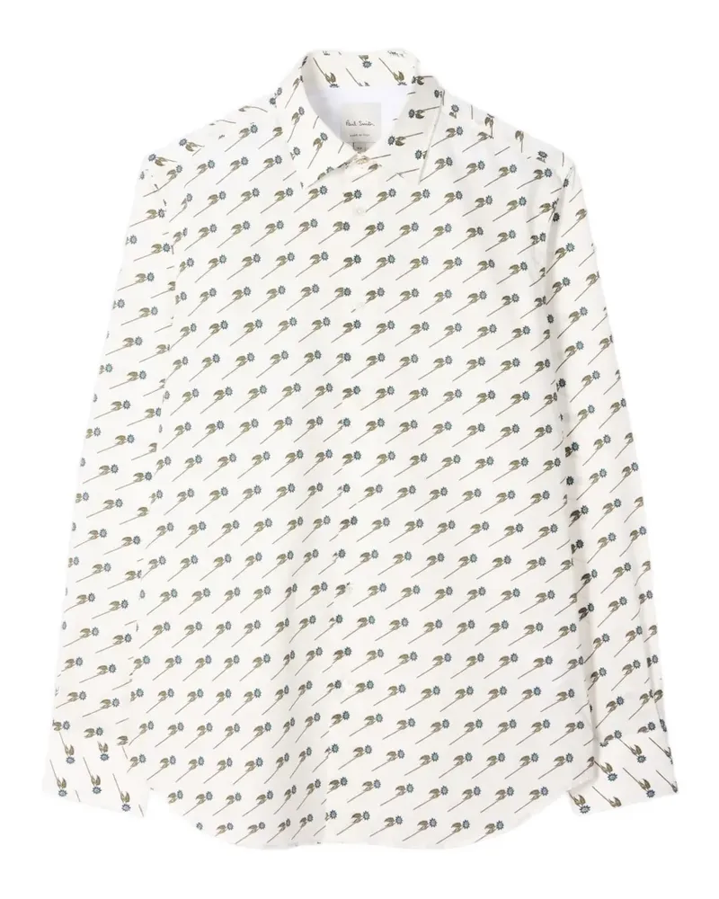 Paul Smith Hemd mit Blumenprint - Weiß Weiß