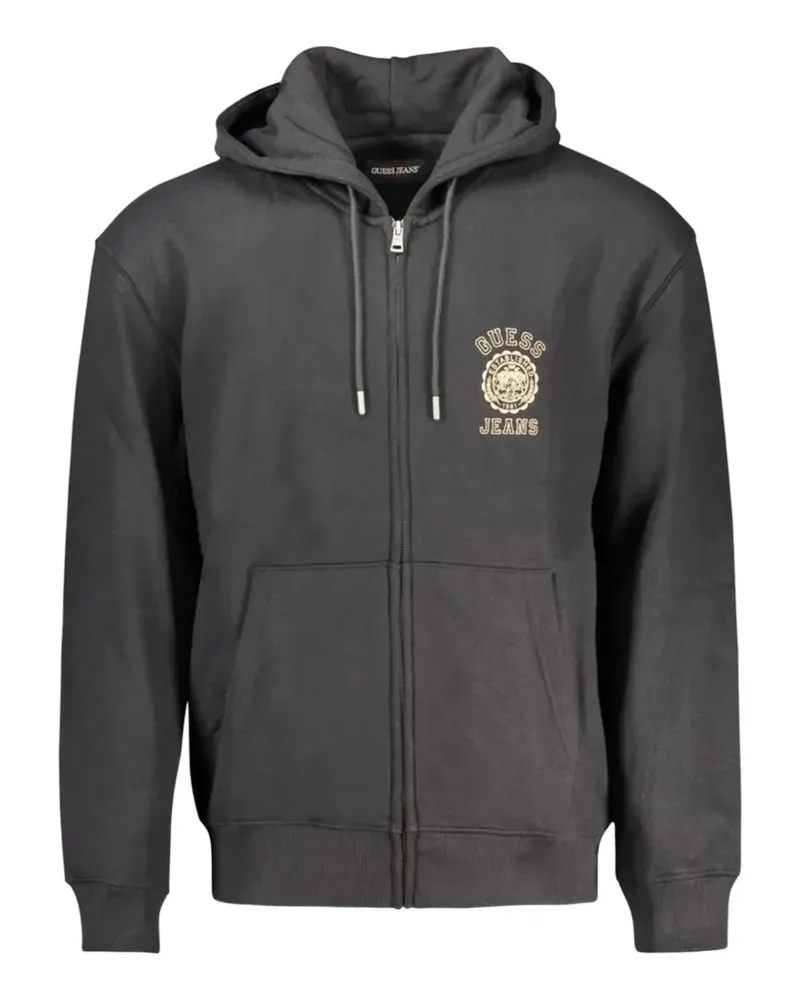 Guess logo-embroidered zip-up hoodie - Grau Grau