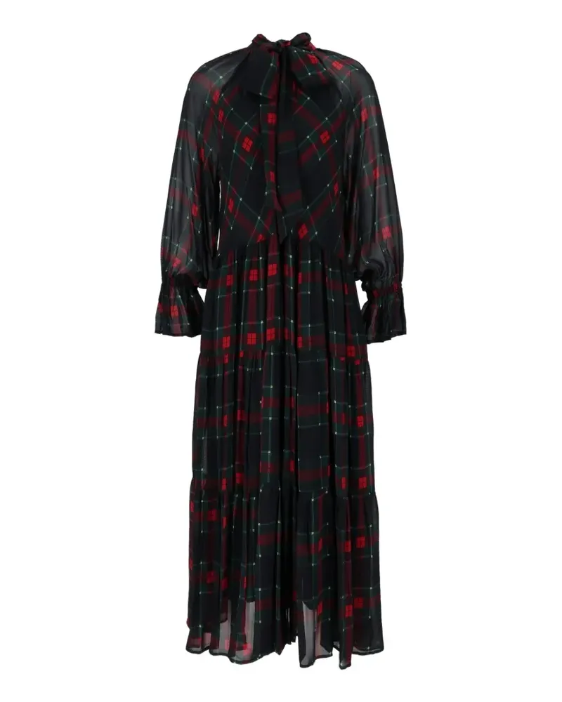 SHIRTAPORTER tartan-print tiered maxi dress - Blau Blau