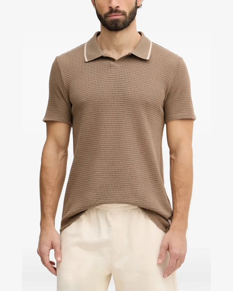Guess open-knit polo-collar T-shirt - Braun Braun
