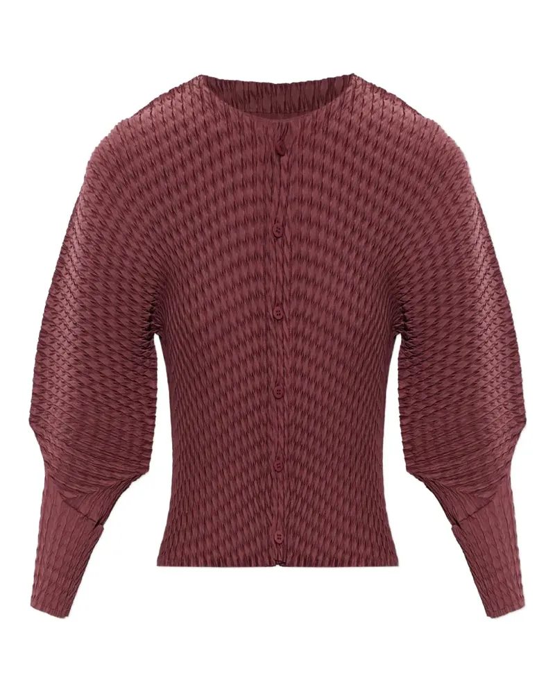 Issey Miyake Sleek Pleats Cardigan mit Puffärmeln - Rot Rot