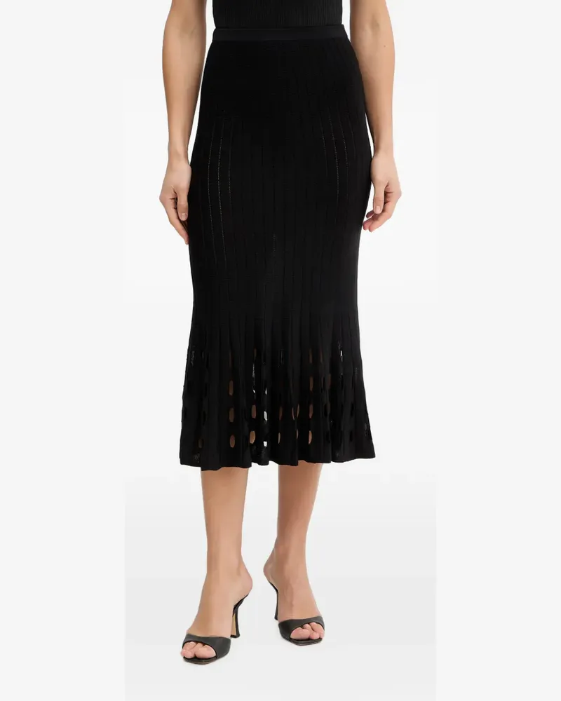 Twin-Set ribbed cut-out midi skirt - Schwarz Schwarz