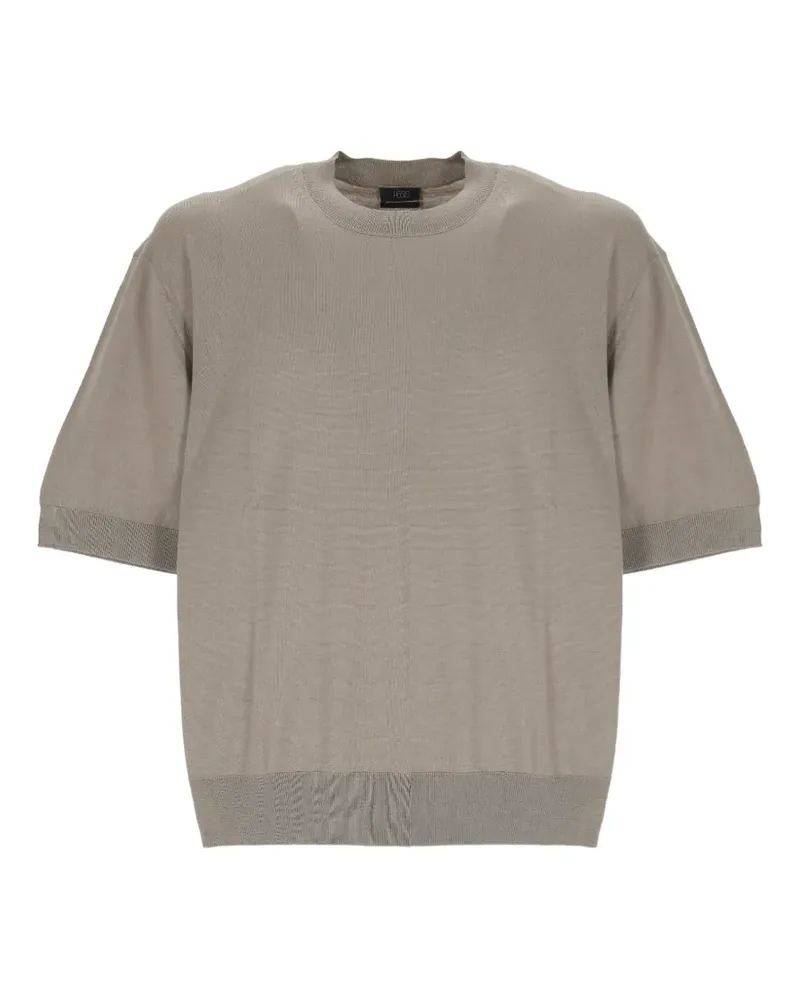 HOSIO short-sleeve ribbed-trim T-shirt - Nude Nude