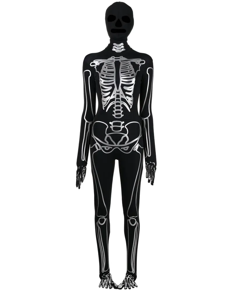 Natasha Zinko Halloween-Jumpsuit im Skelettdesign - Schwarz Schwarz
