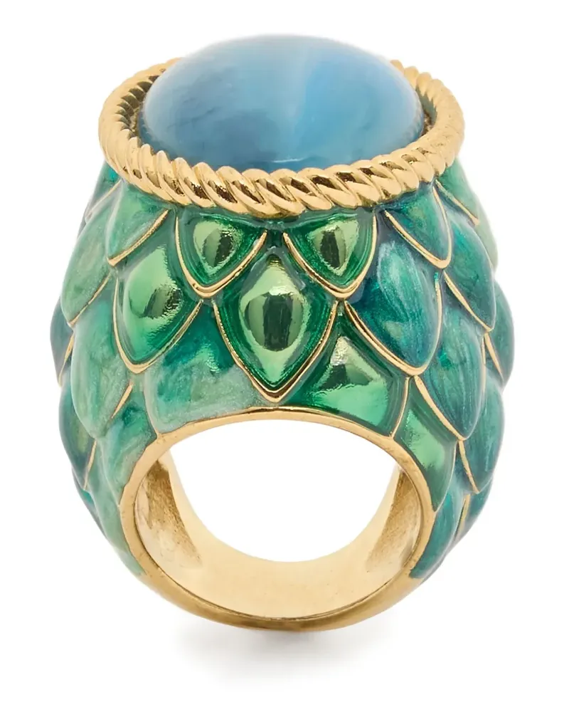 Roberto Cavalli Ring mit Wellensaum - Gold Gold