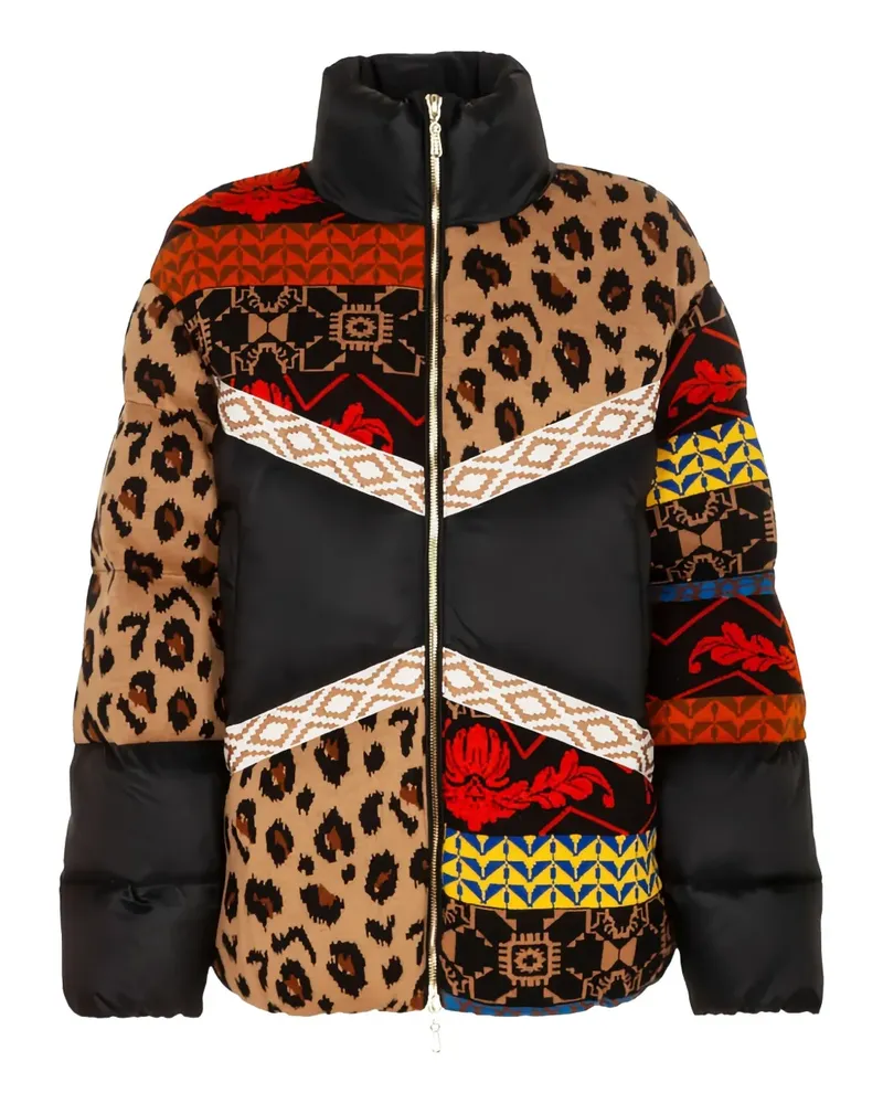 AKEP Patchwork-Jacke mit Leoparden-Print - Schwarz Schwarz