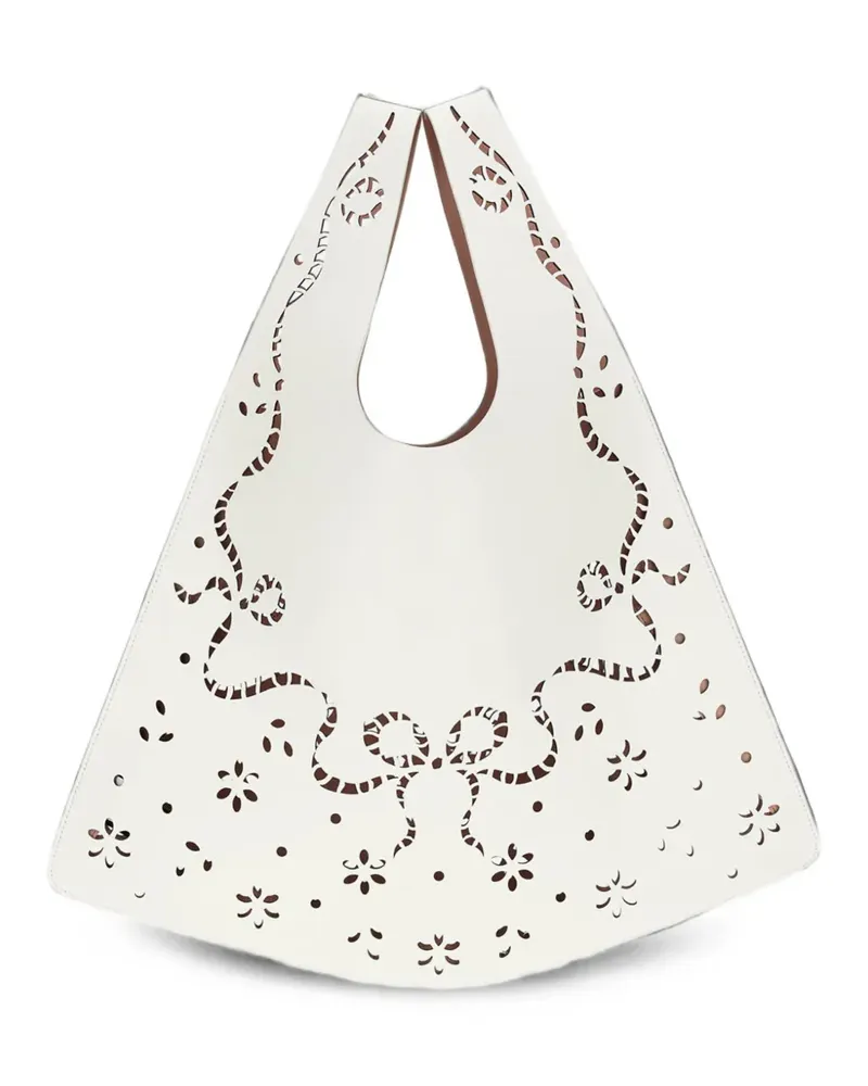 Simone Rocha lasercut lace leather tote bag - Weiß Weiß