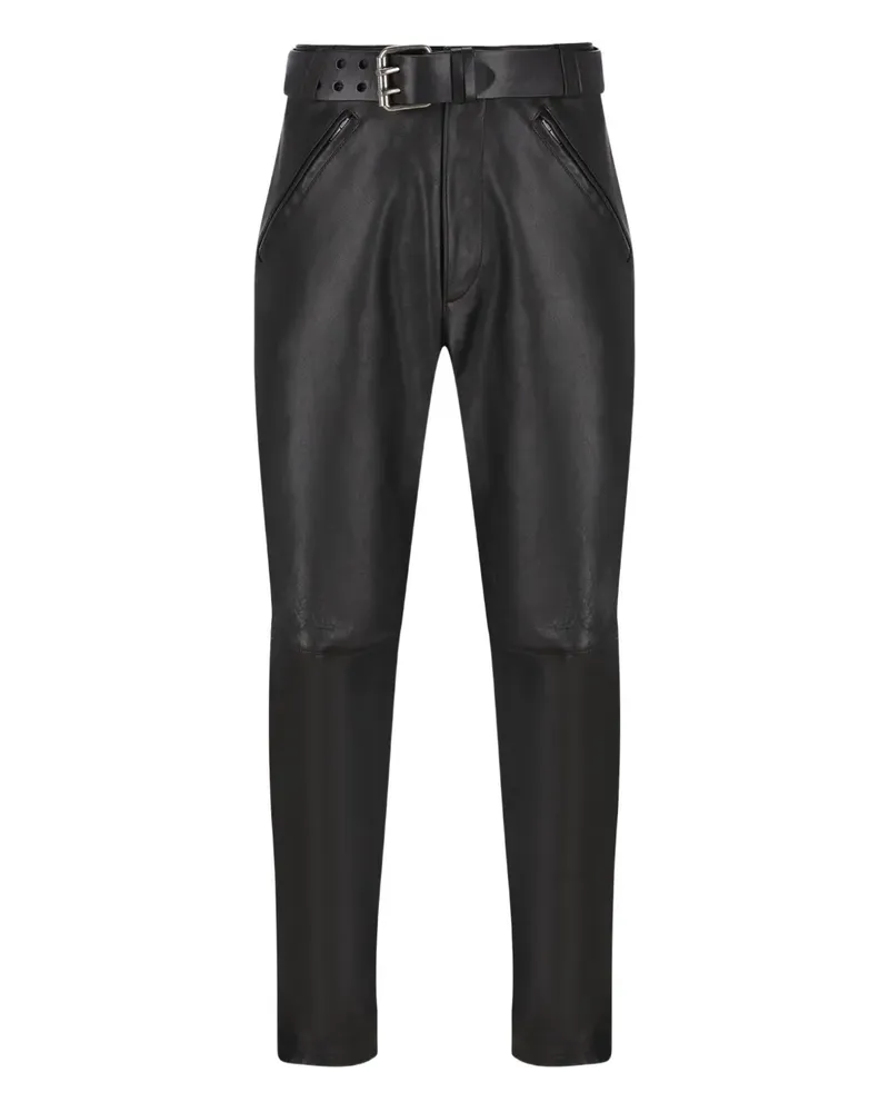 Saint Laurent Hose aus Leder - Schwarz Schwarz