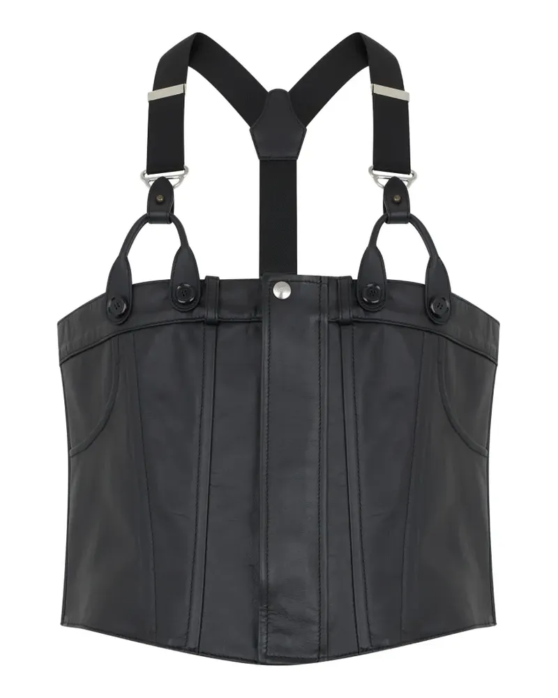 Moschino corset-style leather jacket - Schwarz Schwarz