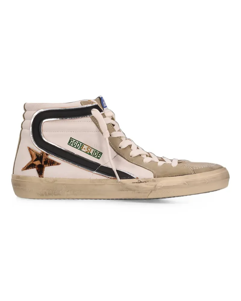 Golden Goose SLIDE NAPPA UPPER SUEDE TOE AND HEEL HORSY LEO STAR LEATHER WAVE - Weiß Weiß