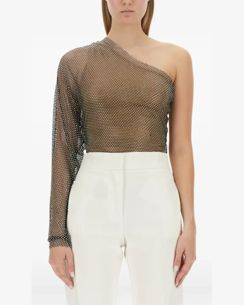 Genny one-shoulder studded top - Schwarz Schwarz