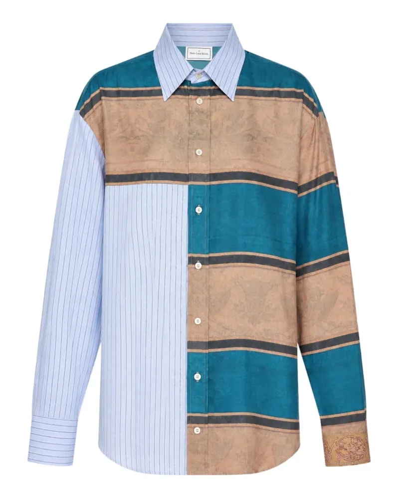 Pierre-Louis Mascia Alomhi patchwork striped shirt - Blau Blau